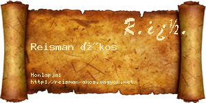 Reisman Ákos névjegykártya